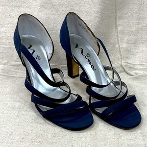 Nina Navy Blue Satin Strappy 3” Heels 9